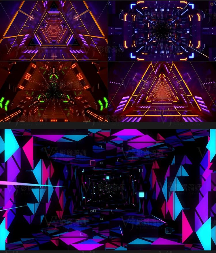 Visual Pack 🎬 | Sci - Fi Neon Tunnel Kaleidoscope | Stage Bar Nightclub Live LED Background VJ Video 4K ✨🚀 - MICHIGO STUDIO